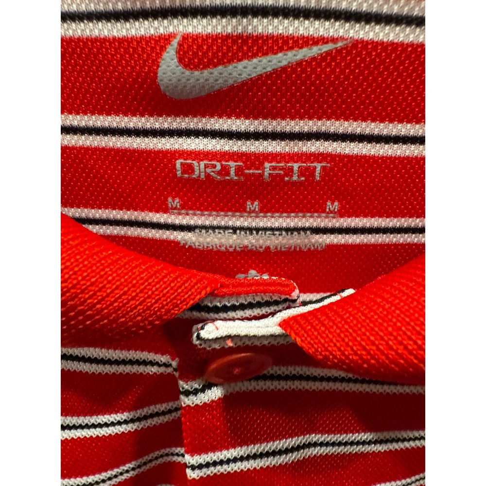 Nike Dri-FIT Mens Georgia Bulldogs Polo Shirt Red White Striped Size M NCAA UGA - Picture 3 of 4